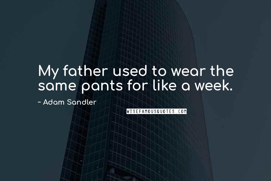 Adam Sandler Quotes: My father used to wear the same pants for like a week.