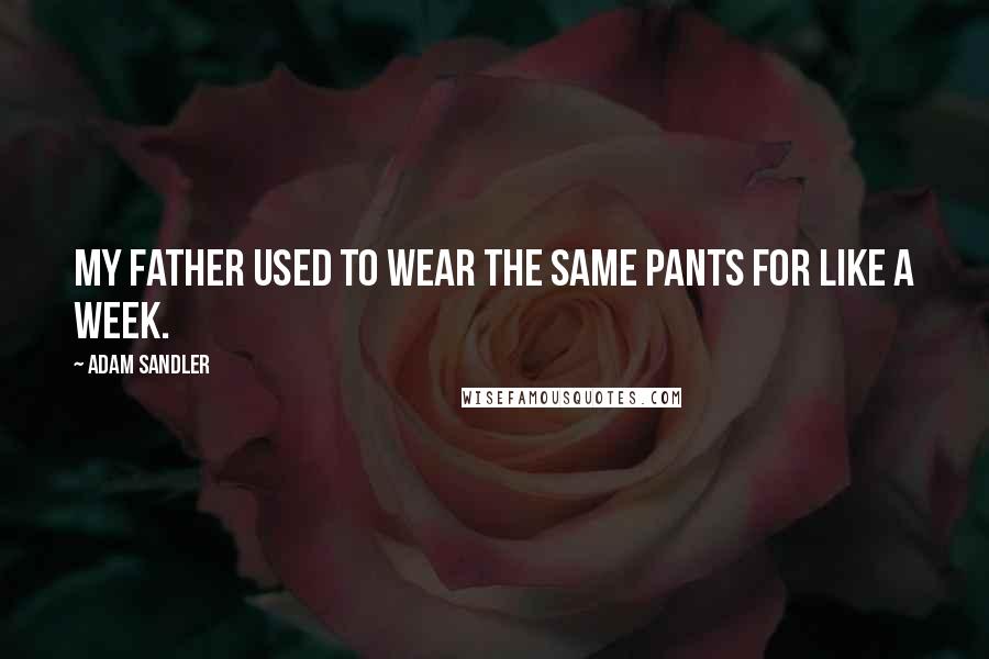 Adam Sandler Quotes: My father used to wear the same pants for like a week.