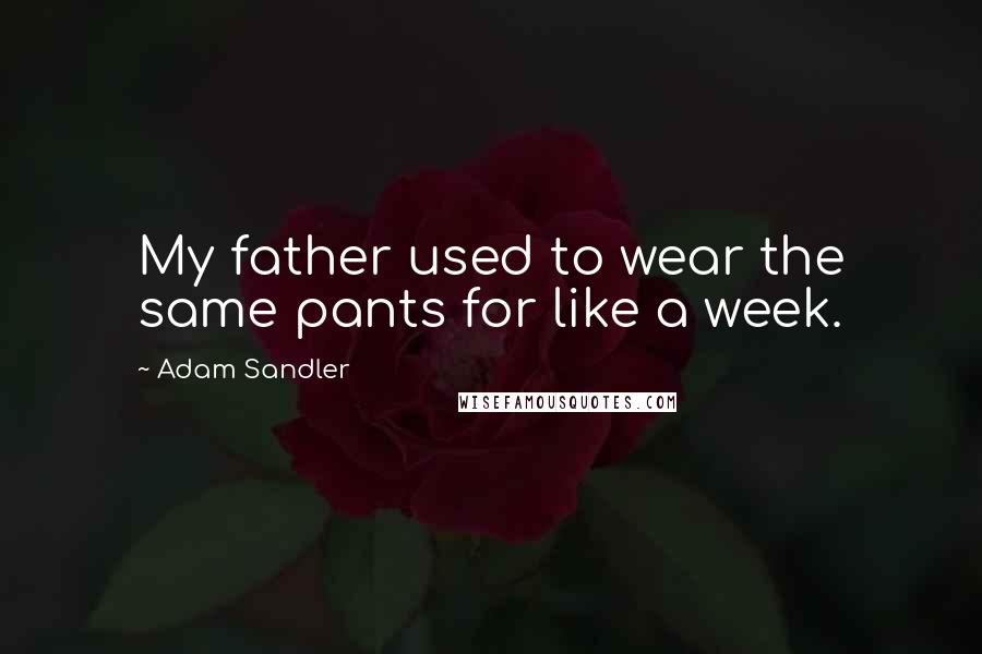 Adam Sandler Quotes: My father used to wear the same pants for like a week.
