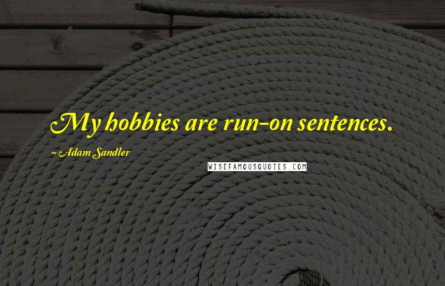 Adam Sandler Quotes: My hobbies are run-on sentences.