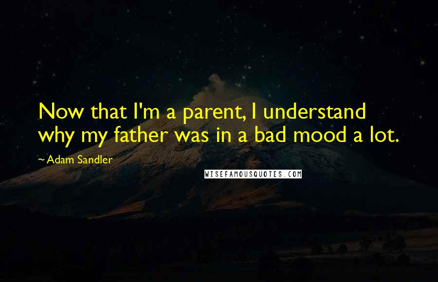 Adam Sandler Quotes: Now that I'm a parent, I understand why my father was in a bad mood a lot.