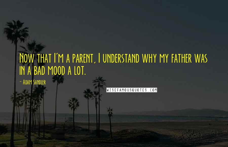 Adam Sandler Quotes: Now that I'm a parent, I understand why my father was in a bad mood a lot.