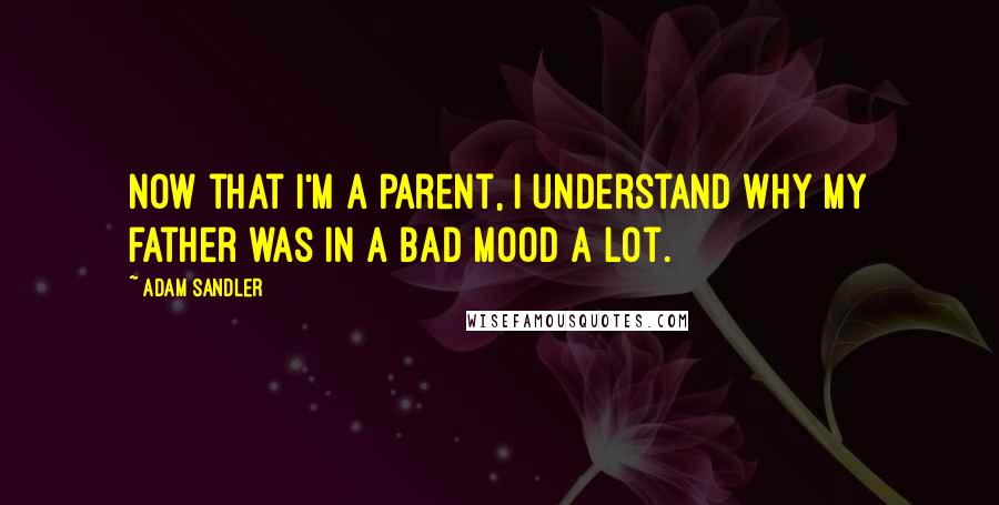 Adam Sandler Quotes: Now that I'm a parent, I understand why my father was in a bad mood a lot.