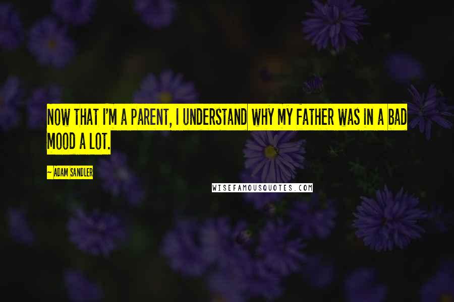 Adam Sandler Quotes: Now that I'm a parent, I understand why my father was in a bad mood a lot.