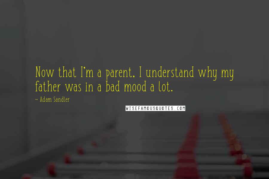 Adam Sandler Quotes: Now that I'm a parent, I understand why my father was in a bad mood a lot.