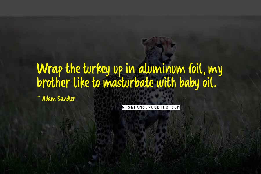 Adam Sandler Quotes: Wrap the turkey up in aluminum foil, my brother like to masturbate with baby oil.