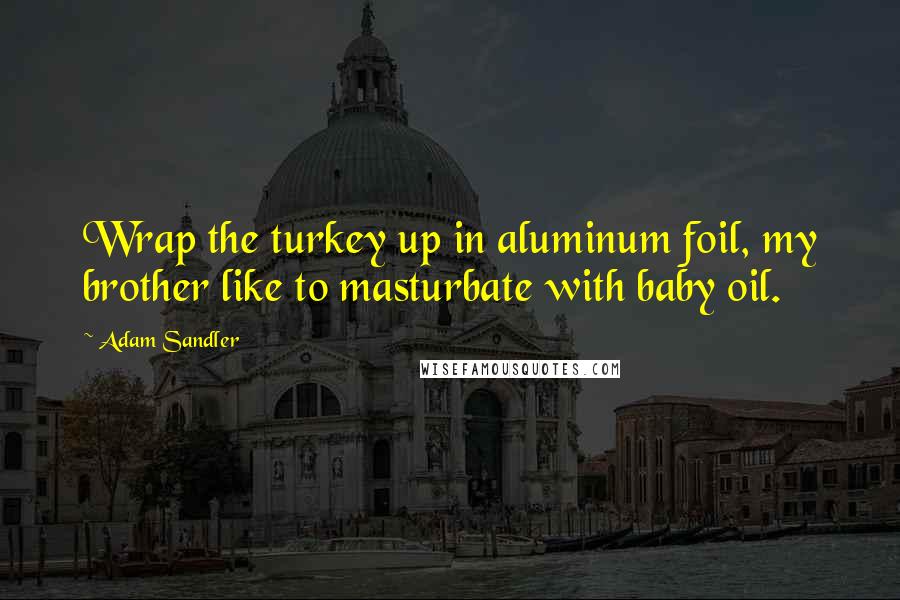 Adam Sandler Quotes: Wrap the turkey up in aluminum foil, my brother like to masturbate with baby oil.