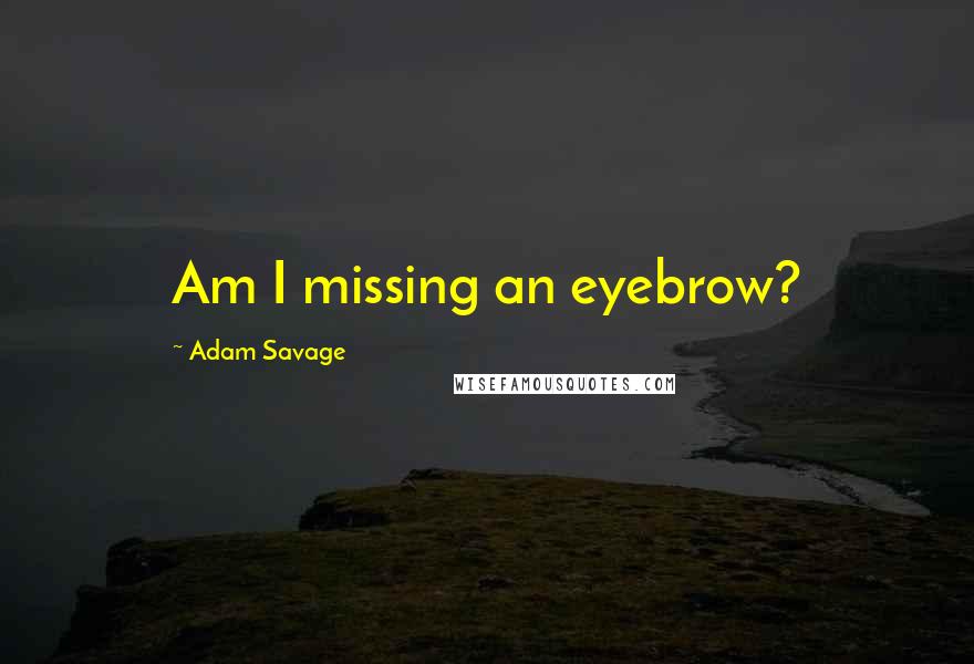 Adam Savage Quotes: Am I missing an eyebrow?