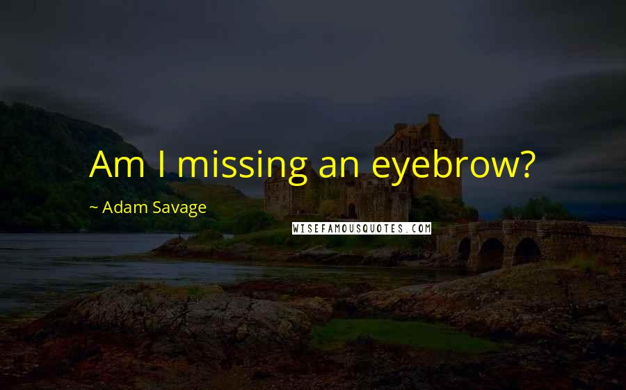 Adam Savage Quotes: Am I missing an eyebrow?