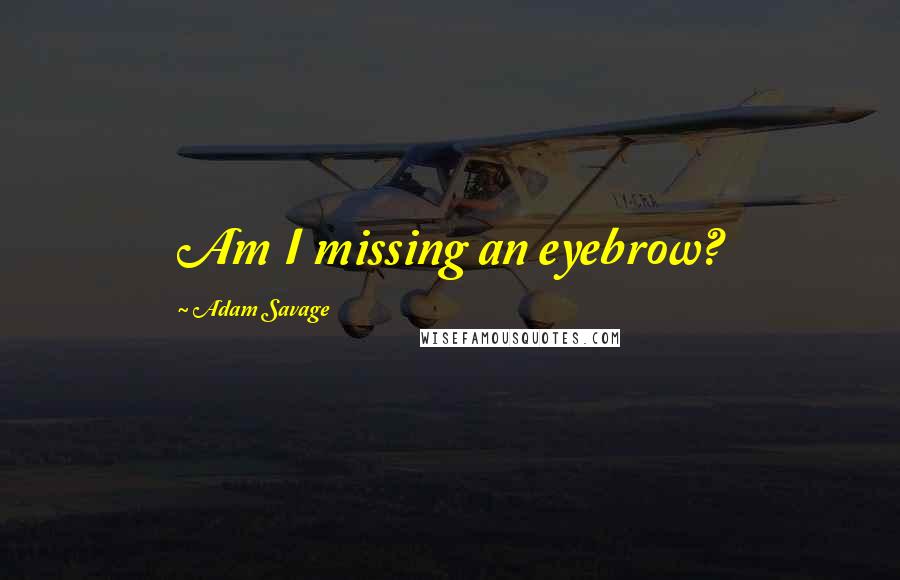 Adam Savage Quotes: Am I missing an eyebrow?