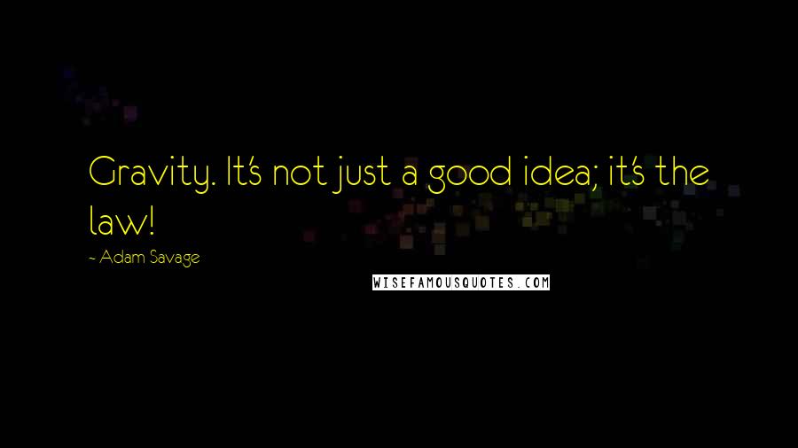 Adam Savage Quotes: Gravity. It's not just a good idea; it's the law!