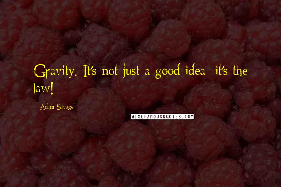 Adam Savage Quotes: Gravity. It's not just a good idea; it's the law!