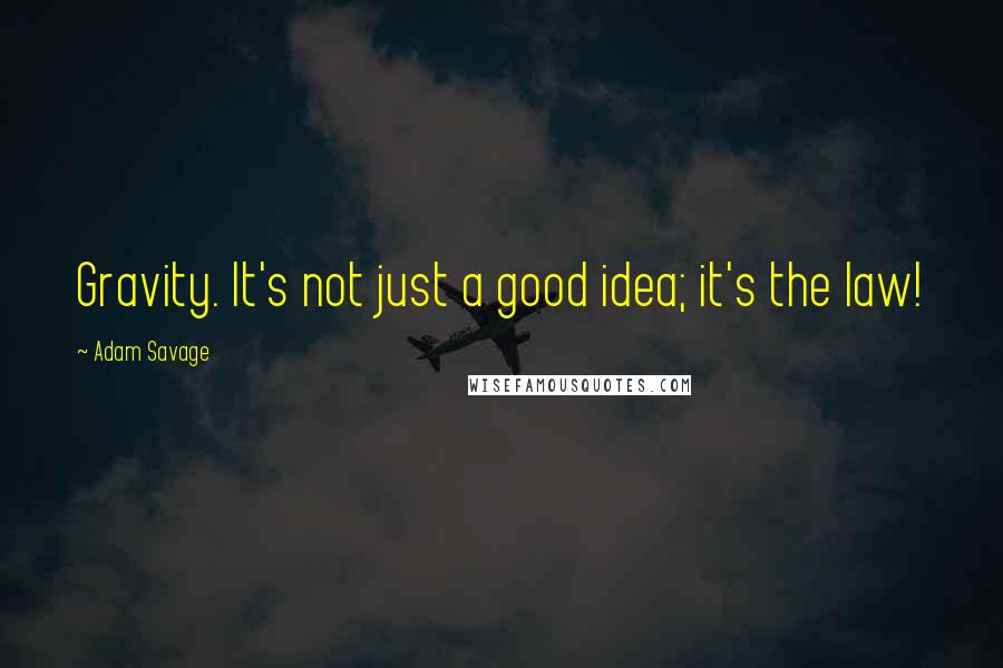 Adam Savage Quotes: Gravity. It's not just a good idea; it's the law!