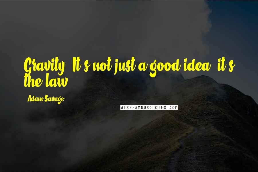 Adam Savage Quotes: Gravity. It's not just a good idea; it's the law!