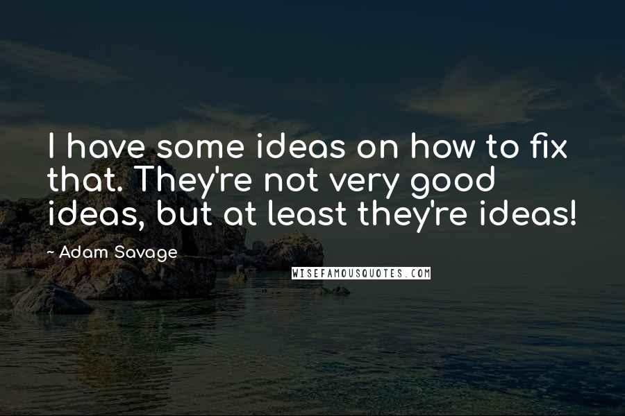 Adam Savage Quotes: I have some ideas on how to fix that. They're not very good ideas, but at least they're ideas!