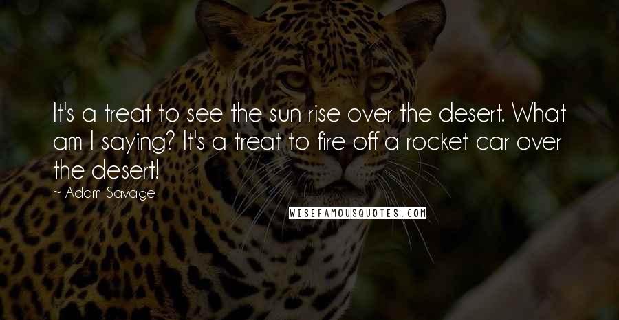 Adam Savage Quotes: It's a treat to see the sun rise over the desert. What am I saying? It's a treat to fire off a rocket car over the desert!