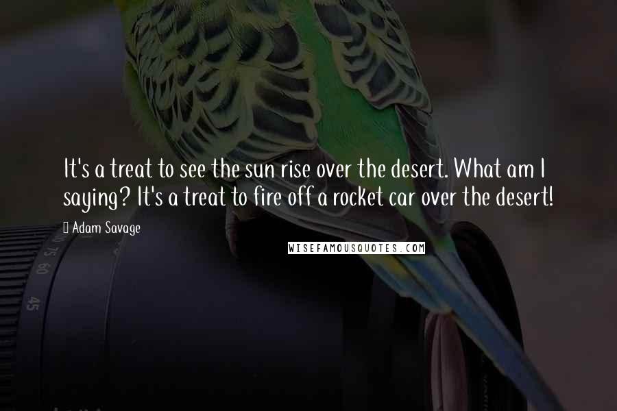 Adam Savage Quotes: It's a treat to see the sun rise over the desert. What am I saying? It's a treat to fire off a rocket car over the desert!