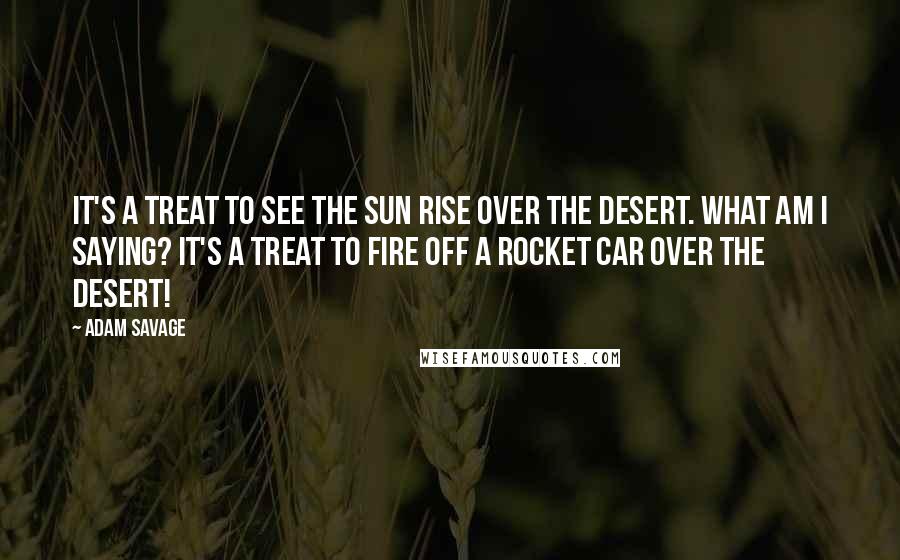 Adam Savage Quotes: It's a treat to see the sun rise over the desert. What am I saying? It's a treat to fire off a rocket car over the desert!
