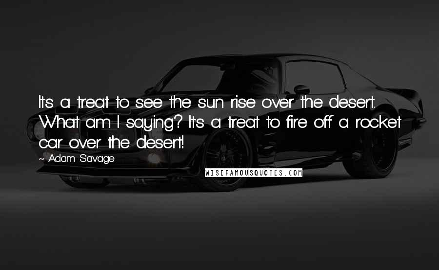 Adam Savage Quotes: It's a treat to see the sun rise over the desert. What am I saying? It's a treat to fire off a rocket car over the desert!