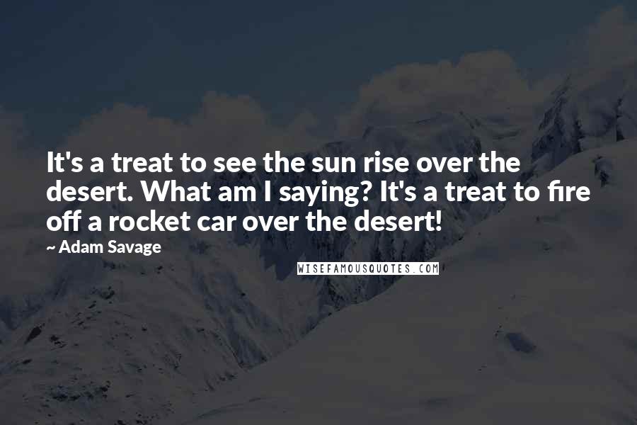 Adam Savage Quotes: It's a treat to see the sun rise over the desert. What am I saying? It's a treat to fire off a rocket car over the desert!