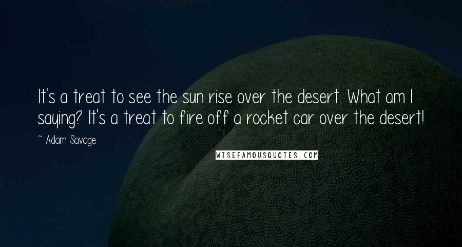 Adam Savage Quotes: It's a treat to see the sun rise over the desert. What am I saying? It's a treat to fire off a rocket car over the desert!