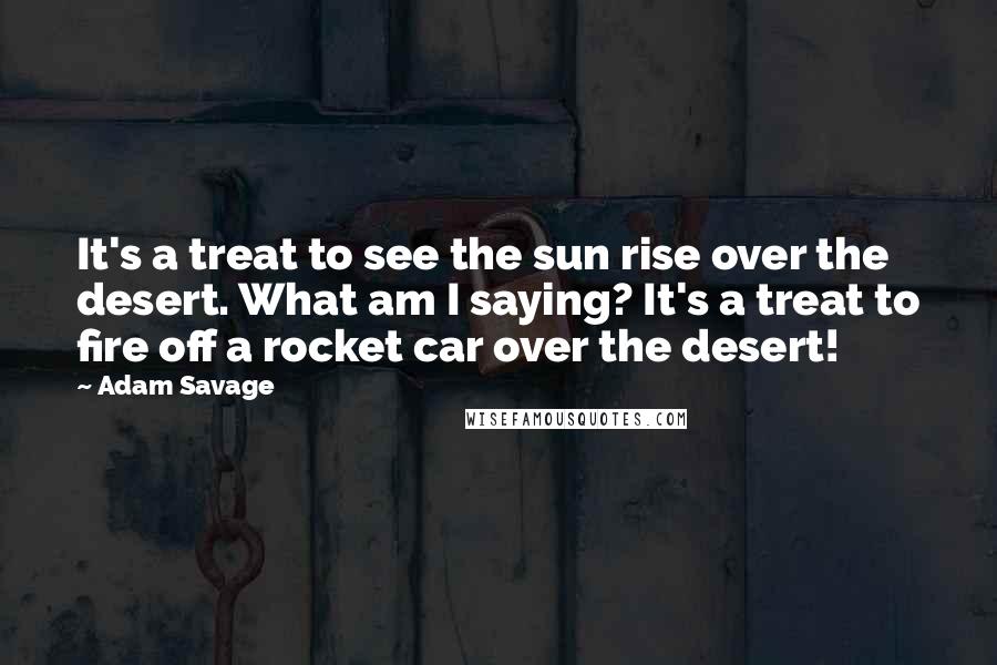 Adam Savage Quotes: It's a treat to see the sun rise over the desert. What am I saying? It's a treat to fire off a rocket car over the desert!