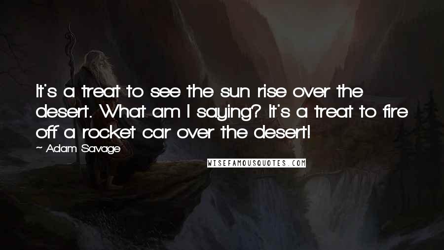 Adam Savage Quotes: It's a treat to see the sun rise over the desert. What am I saying? It's a treat to fire off a rocket car over the desert!