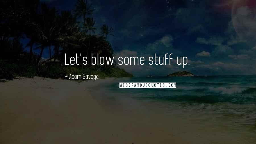 Adam Savage Quotes: Let's blow some stuff up.