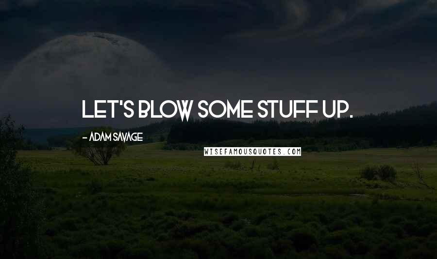 Adam Savage Quotes: Let's blow some stuff up.