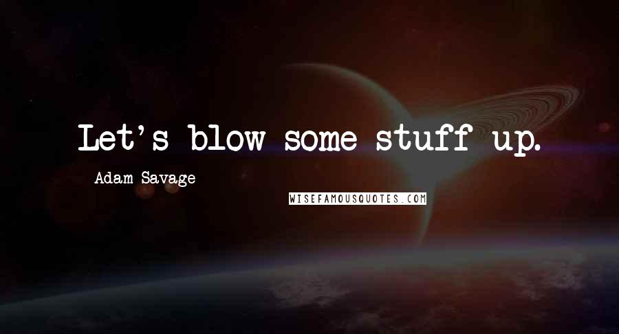 Adam Savage Quotes: Let's blow some stuff up.