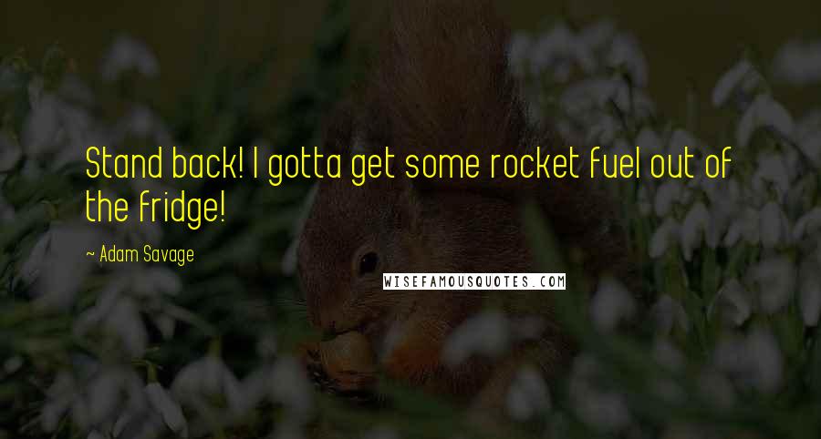 Adam Savage Quotes: Stand back! I gotta get some rocket fuel out of the fridge!