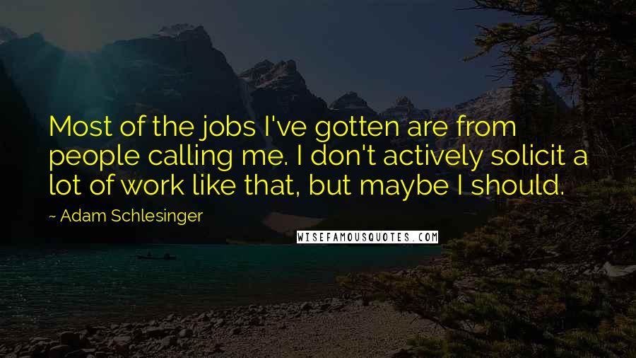 Adam Schlesinger Quotes: Most of the jobs I've gotten are from people calling me. I don't actively solicit a lot of work like that, but maybe I should.