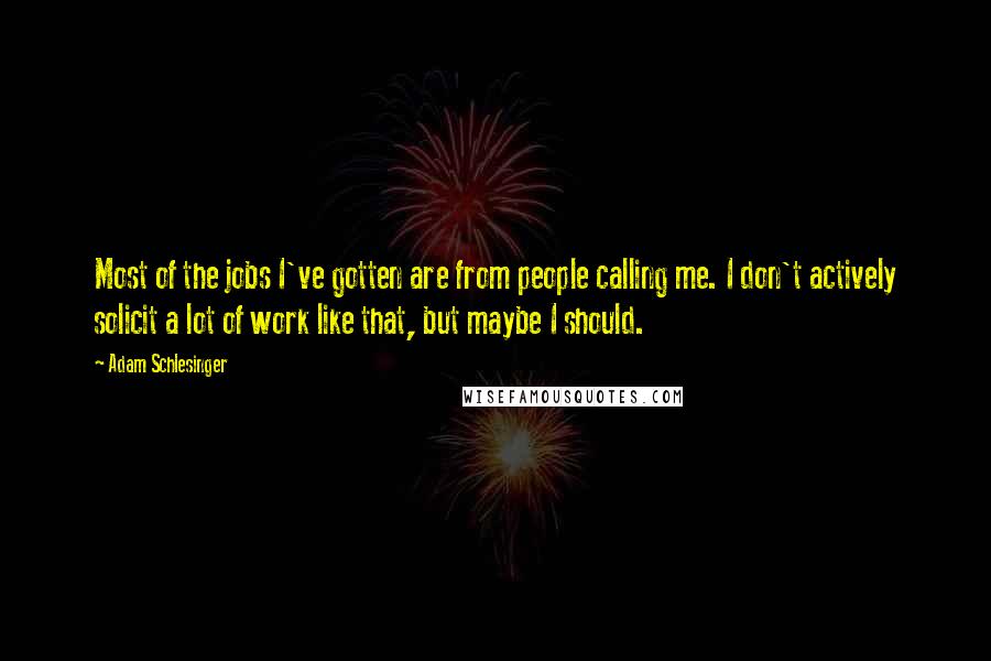 Adam Schlesinger Quotes: Most of the jobs I've gotten are from people calling me. I don't actively solicit a lot of work like that, but maybe I should.