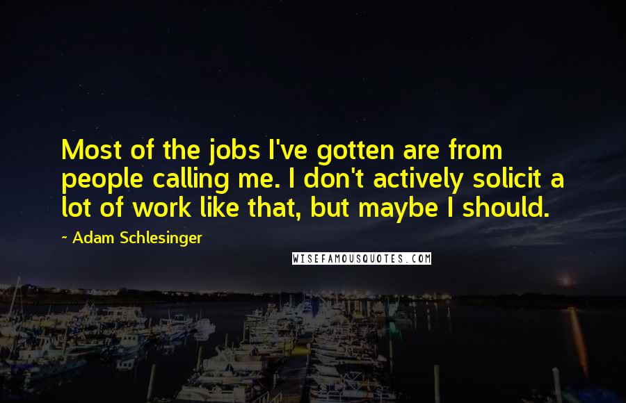 Adam Schlesinger Quotes: Most of the jobs I've gotten are from people calling me. I don't actively solicit a lot of work like that, but maybe I should.