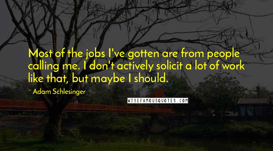 Adam Schlesinger Quotes: Most of the jobs I've gotten are from people calling me. I don't actively solicit a lot of work like that, but maybe I should.