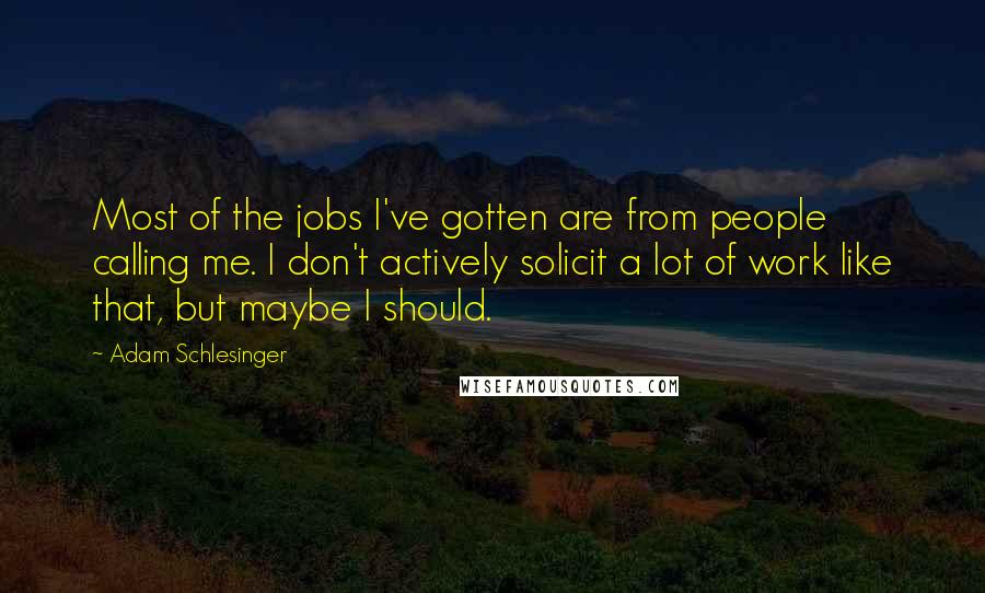 Adam Schlesinger Quotes: Most of the jobs I've gotten are from people calling me. I don't actively solicit a lot of work like that, but maybe I should.