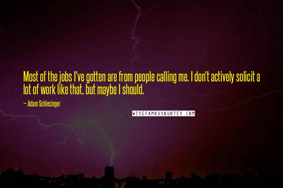 Adam Schlesinger Quotes: Most of the jobs I've gotten are from people calling me. I don't actively solicit a lot of work like that, but maybe I should.