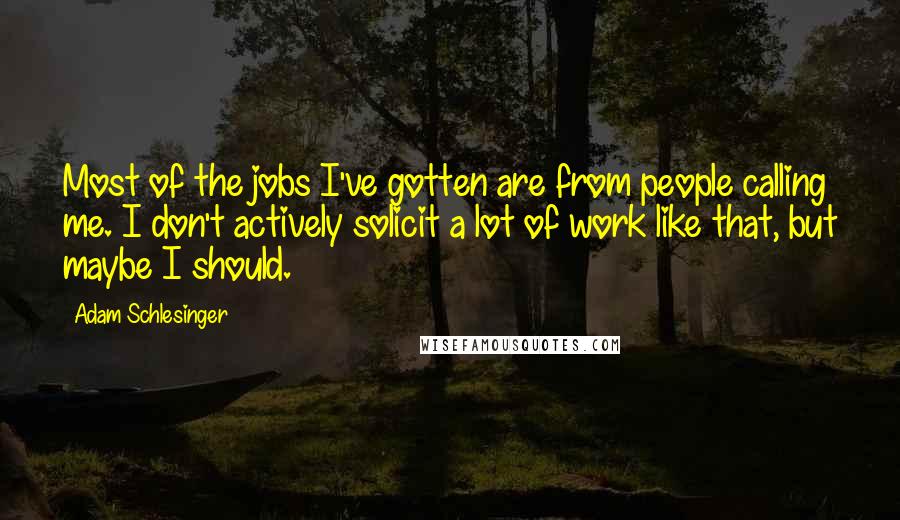 Adam Schlesinger Quotes: Most of the jobs I've gotten are from people calling me. I don't actively solicit a lot of work like that, but maybe I should.