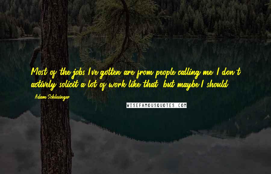 Adam Schlesinger Quotes: Most of the jobs I've gotten are from people calling me. I don't actively solicit a lot of work like that, but maybe I should.