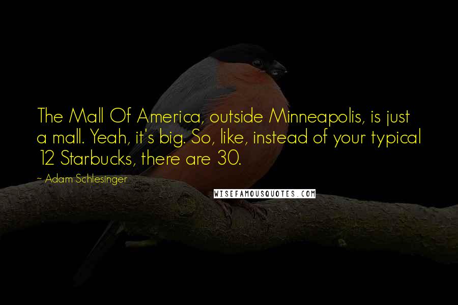 Adam Schlesinger Quotes: The Mall Of America, outside Minneapolis, is just a mall. Yeah, it's big. So, like, instead of your typical 12 Starbucks, there are 30.