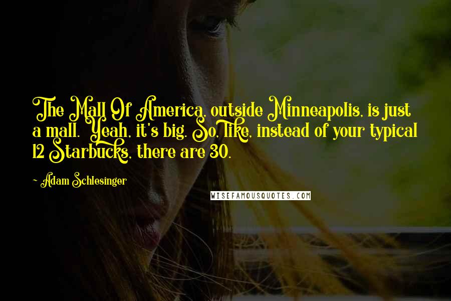 Adam Schlesinger Quotes: The Mall Of America, outside Minneapolis, is just a mall. Yeah, it's big. So, like, instead of your typical 12 Starbucks, there are 30.