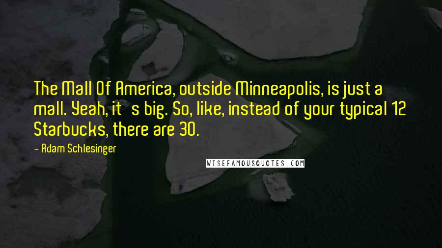 Adam Schlesinger Quotes: The Mall Of America, outside Minneapolis, is just a mall. Yeah, it's big. So, like, instead of your typical 12 Starbucks, there are 30.