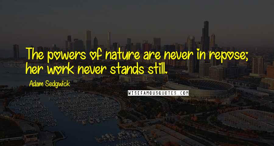 Adam Sedgwick Quotes: The powers of nature are never in repose; her work never stands still.