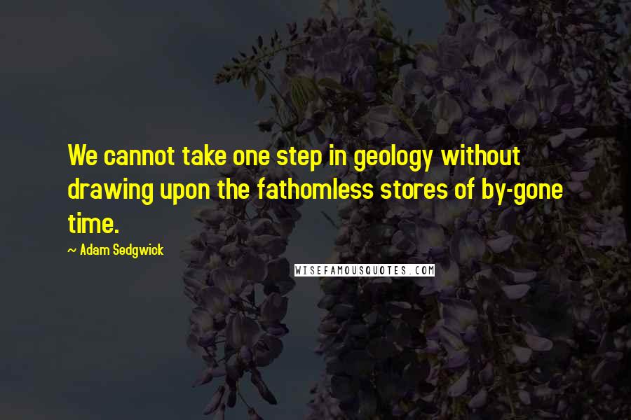 Adam Sedgwick Quotes: We cannot take one step in geology without drawing upon the fathomless stores of by-gone time.