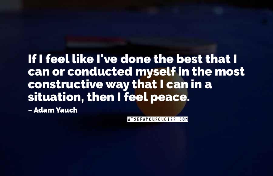 Adam Yauch Quotes: If I feel like I've done the best that I can or conducted myself in the most constructive way that I can in a situation, then I feel peace.