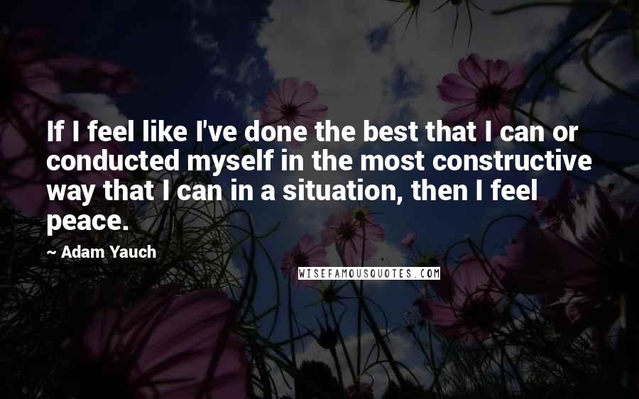 Adam Yauch Quotes: If I feel like I've done the best that I can or conducted myself in the most constructive way that I can in a situation, then I feel peace.