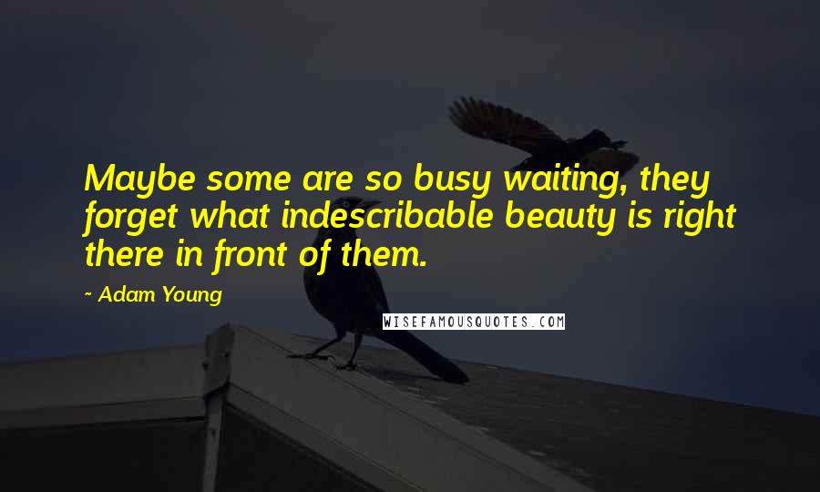 Adam Young Quotes: Maybe some are so busy waiting, they forget what indescribable beauty is right there in front of them.