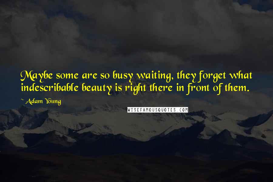 Adam Young Quotes: Maybe some are so busy waiting, they forget what indescribable beauty is right there in front of them.