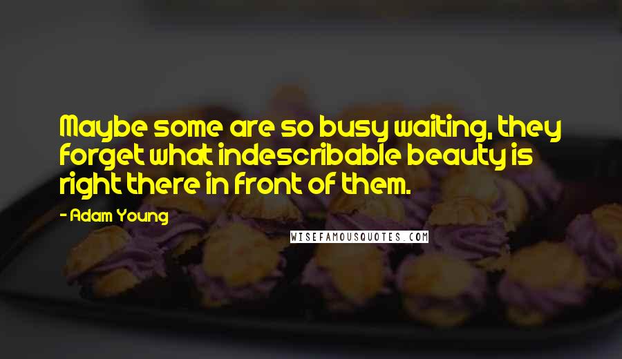 Adam Young Quotes: Maybe some are so busy waiting, they forget what indescribable beauty is right there in front of them.