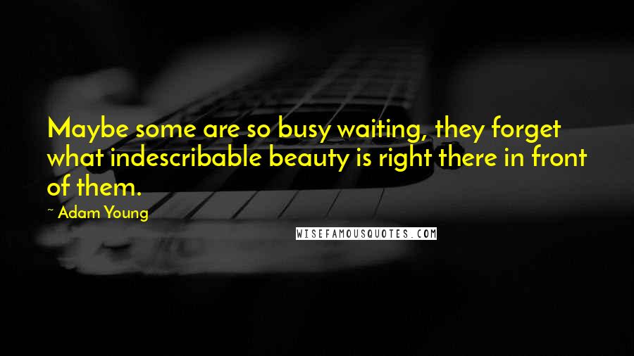 Adam Young Quotes: Maybe some are so busy waiting, they forget what indescribable beauty is right there in front of them.